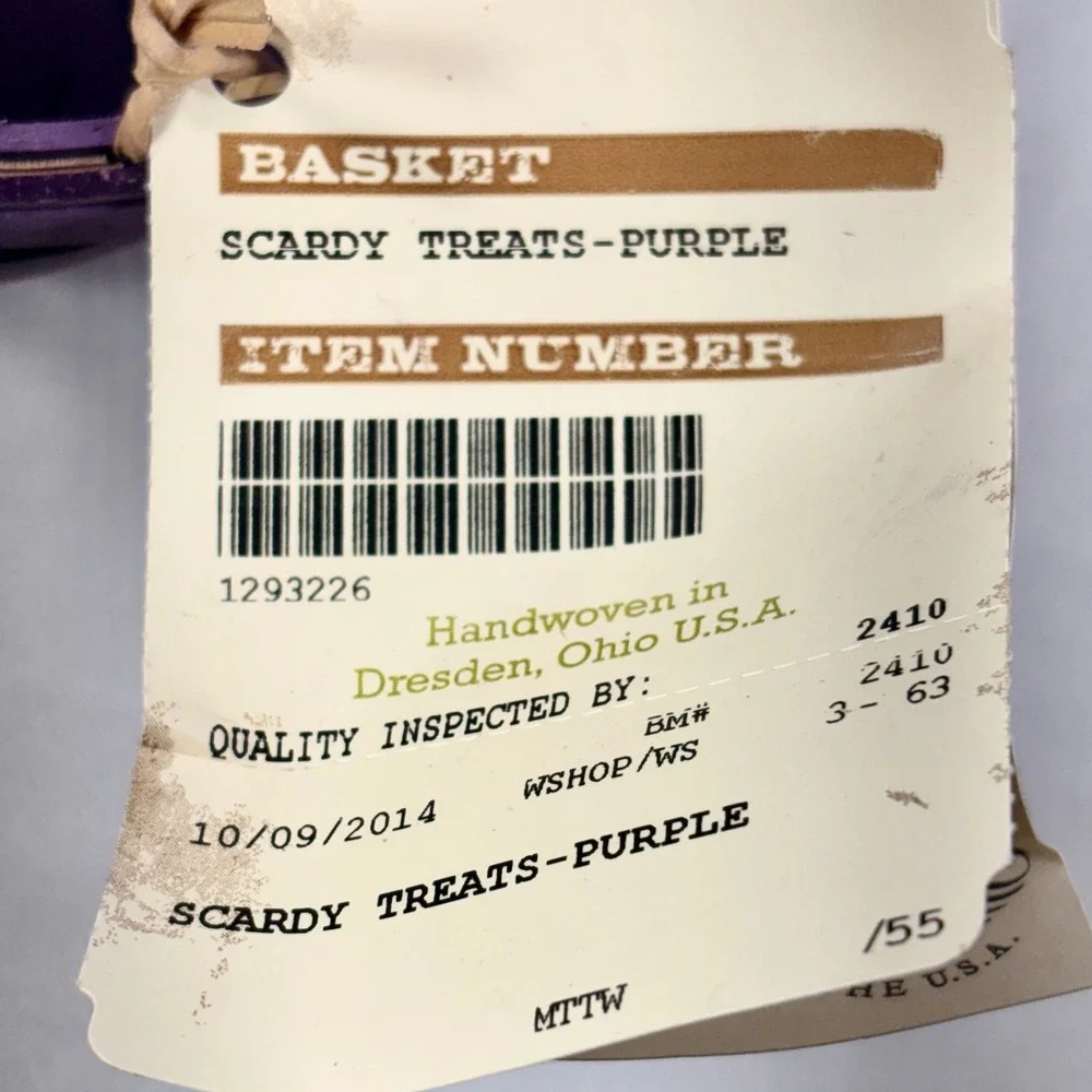Longaberger 2014‎ Scardy Treats Purple Basket Halloween New w/ Tags Scaredy